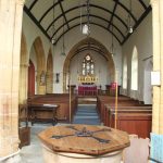 Interior view of the church looking from the font towards the altar.